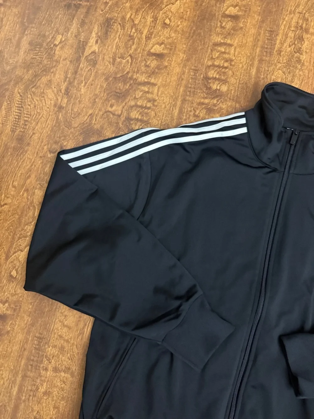 adidas Men’s Black Track Jacket with White 3-Stripes Size XL
